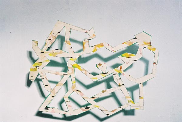 geel sjabloon met groen licht, 2007,waterverf op papier, 20 